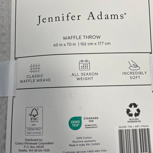 Jennifer Adams Cotton Waffle Throw, NWT - Picture 3 of 3